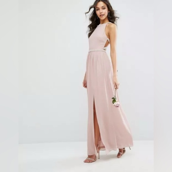 TFNC WEDDING Embellished Maxi Dress Embellished Strappy Back TALL UK 16 US 12 - Picture 1 of 5